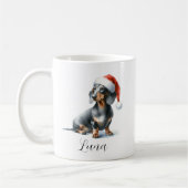 Kerst Zwart Dachshund Dog Pet Koffie Mok (Links)