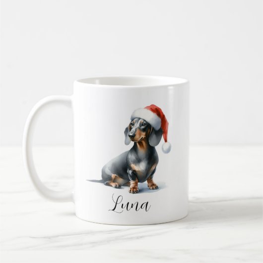 Kerst Zwart Dachshund Dog Pet Koffie Mok (Links)