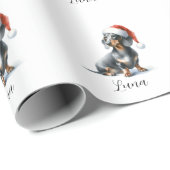 Kerst Zwart Dachshund Dog Pet Wrapping Papier (Rol Hoek)