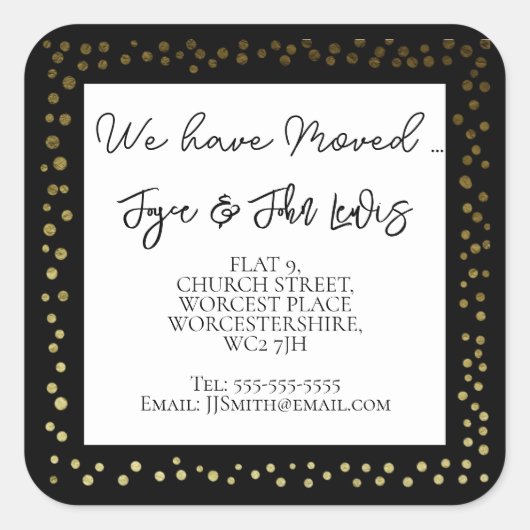 kerst Zwart en goud Adres Stickers (Voorkant)