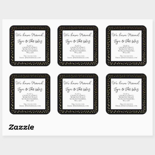 kerst Zwart en goud Adres Stickers (Vel)