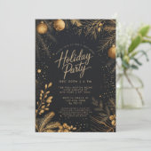 Kerst Zwart en Goud Elegant Feest Kaart (Staand voorkant)