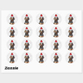 Kerst Zwart en Tan Coonhound Woof Hondenliefhebber Ronde Sticker (Vel)