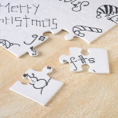 kerst zwart en wit leuk krabbeltje legpuzzel (Zijkant)