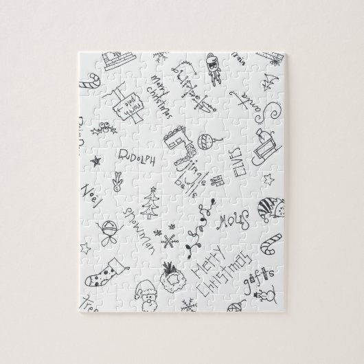 kerst zwart en wit leuk krabbeltje legpuzzel (Verticaal)