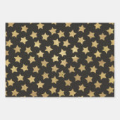 Kerst Zwart & Goud 3 Inpakpapier Vel (Voorkant)