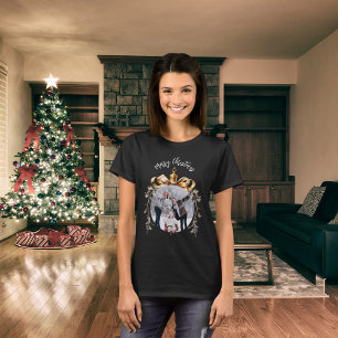 Kerst zwart goud bauble familiefoto t-shirt