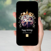 Kerst Zwart Goud Bauble Team Foto logo Feestdagenkaart