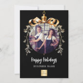 Kerst Zwart Goud Bauble Team Foto logo Feestdagenkaart (Voorkant)