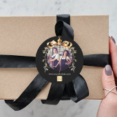 Kerst Zwart Goud Bauble Team Foto logo Ronde Sticker