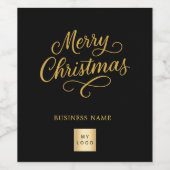 Kerst zwart goud bedrijfslogo wijn etiket (Enkel label)