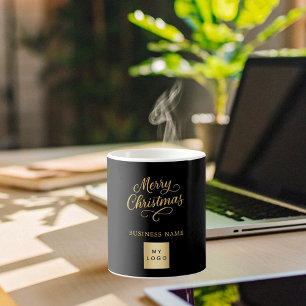 Kerst zwart goud business logo koffiemok