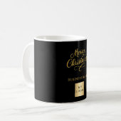Kerst zwart goud business logo koffiemok (Voorkant links)