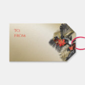 Kerst Zwart Goud Crimson Tropisch gebladerte Cadeaulabel (Voorkant (Horizontaal))