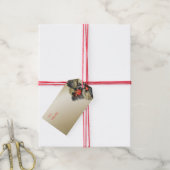 Kerst Zwart Goud Crimson Tropisch gebladerte Cadeaulabel (Met Touw)