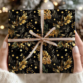 Kerst Zwart Goud Moody Elegant Feestelijke Gift Cadeaupapier