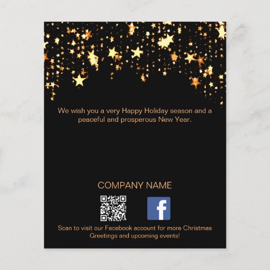 Kerst zwart goud sterren business QR Facebook Flyer (Achterkant)
