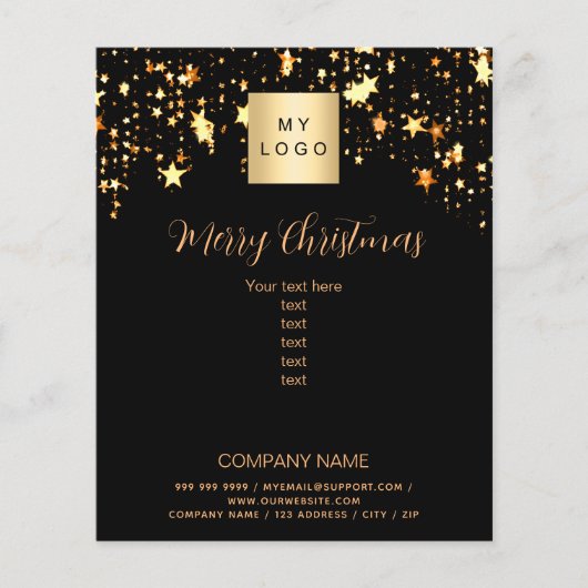 Kerst zwart goud sterren business QR Facebook Flyer (Voorkant)