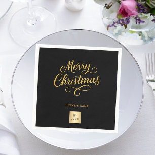 Kerst zwart goud zakelijk logo servet