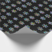 Kerst zwart inpakpapier sneeuwvlokken patroon (Hoek)