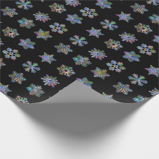 Kerst zwart inpakpapier sneeuwvlokken patroon (Hoek)
