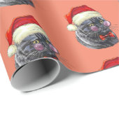 Kerst Zwart Kat  Cadeaupapier (Rol Hoek)