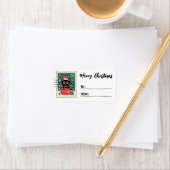 Kerst Zwart Kat Stempel Sticker Label (Insitu)