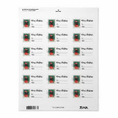 Kerst Zwart Kat Stempel Sticker Label (Full Sheet)