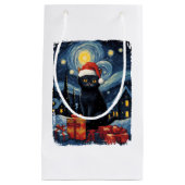 Kerst Zwart Kat Sterrennacht Van Gogh Retro Ca Klein Cadeauzakje (Voorkant)
