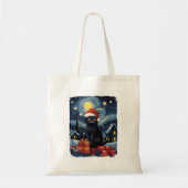 Kerst Zwart Kat Sterrennacht Van Gogh Retro Ca Tote Bag (Voorkant)