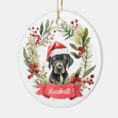 Kerst zwart lab gepersonaliseerd keramisch ornament (Links)