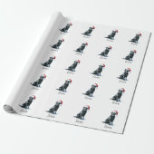 Kerst Zwart Lab Hond Santa Hoed Wrapping Papier (Uitgerold)
