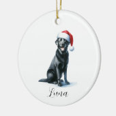 Kerst Zwart Labrador Dog in Santa Hat Ornament (Links)