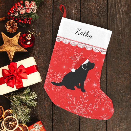 Kerst Zwart Labrador Puppy Kous Kleine Kerstsok