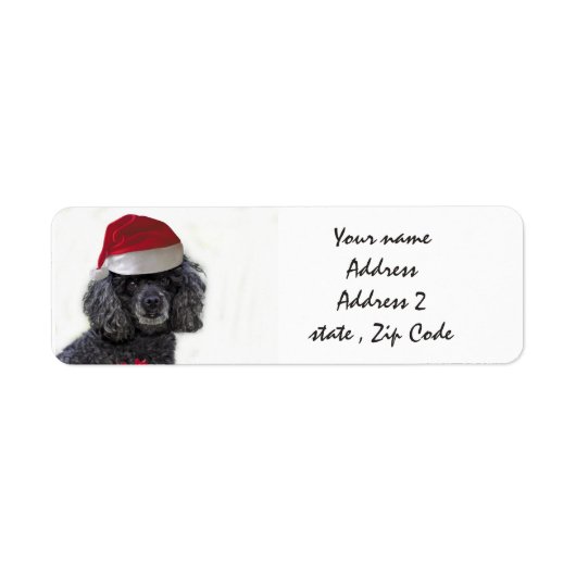 Kerst zwart Poodle Adresetiketten Etiket (Voorkant)
