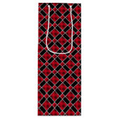 Kerst zwart & rood geruit wijn cadeautas (Voorkant)