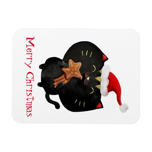 Kerst zwart schattig kat magneet (Horizontaal)