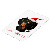 Kerst zwart schattig kat magneet (Linkerzijde)