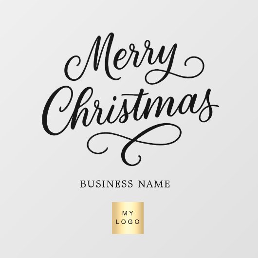 Kerst zwart script zakelijk logo helder raamsticker (Vel)