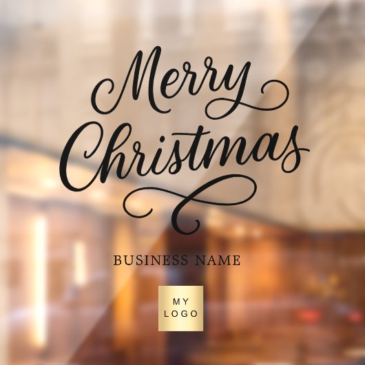 Kerst zwart script zakelijk logo helder raamsticker (Vel 2)