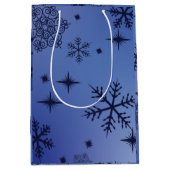 Kerst Zwart Sneeuwvlokkenprint Middenformaat Cadea Medium Cadeauzakje (Voorkant)