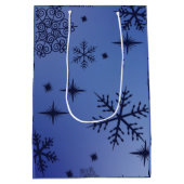 Kerst Zwart Sneeuwvlokkenprint Middenformaat Cadea Medium Cadeauzakje (Achterkant)