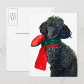 Kerst Zwart Speelgoed Poodle Dog Rendier Rode sjaa Feestdagenkaart (Voorkant / Achterkant)