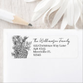 Kerst Zwart Wit Botanische Retour Adres Etiket (Insitu)