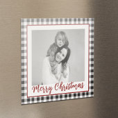 Kerst zwart-wit foto geplakt geruit magneet