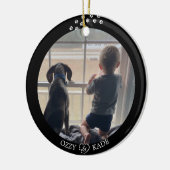 Kerst Zwart Wit Gepersonaliseerd Kind Pet Foto Keramisch Ornament (Links)