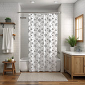 Kerst Zwart-wit Sneeuwvlok Douchegordijn