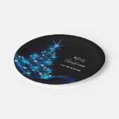 Kerst zwarte blauwe boom modern papieren bordje (Gekanteld)