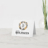 Kerst Zwarte Gouden Krans Corporate Happy Feestdagen Kaart (Voorkant)