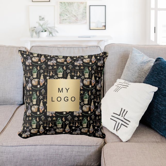 Kerst zwarte kabouters boerderij bedrijf logo kussen (Creator heeft geüpload)